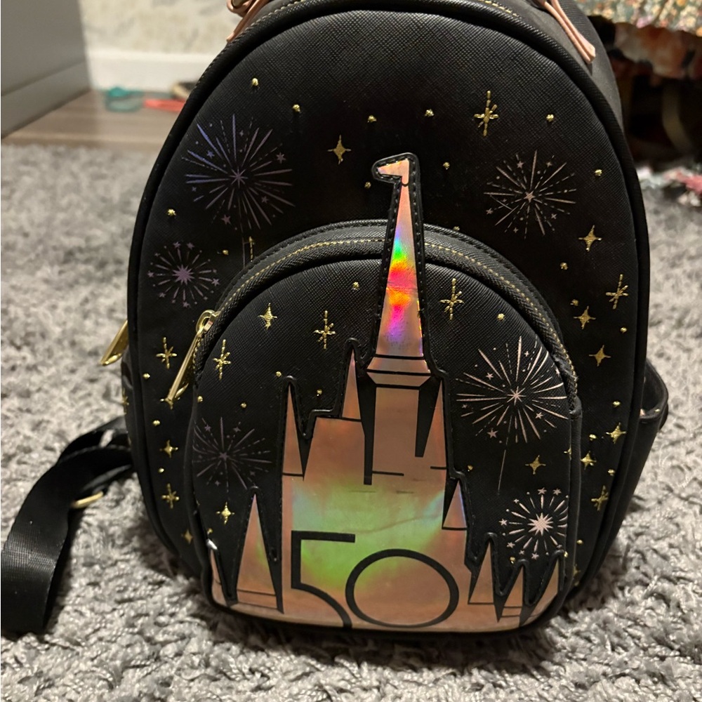 Disneys 50th anniversary- lounge fly book bag with 3D castle look